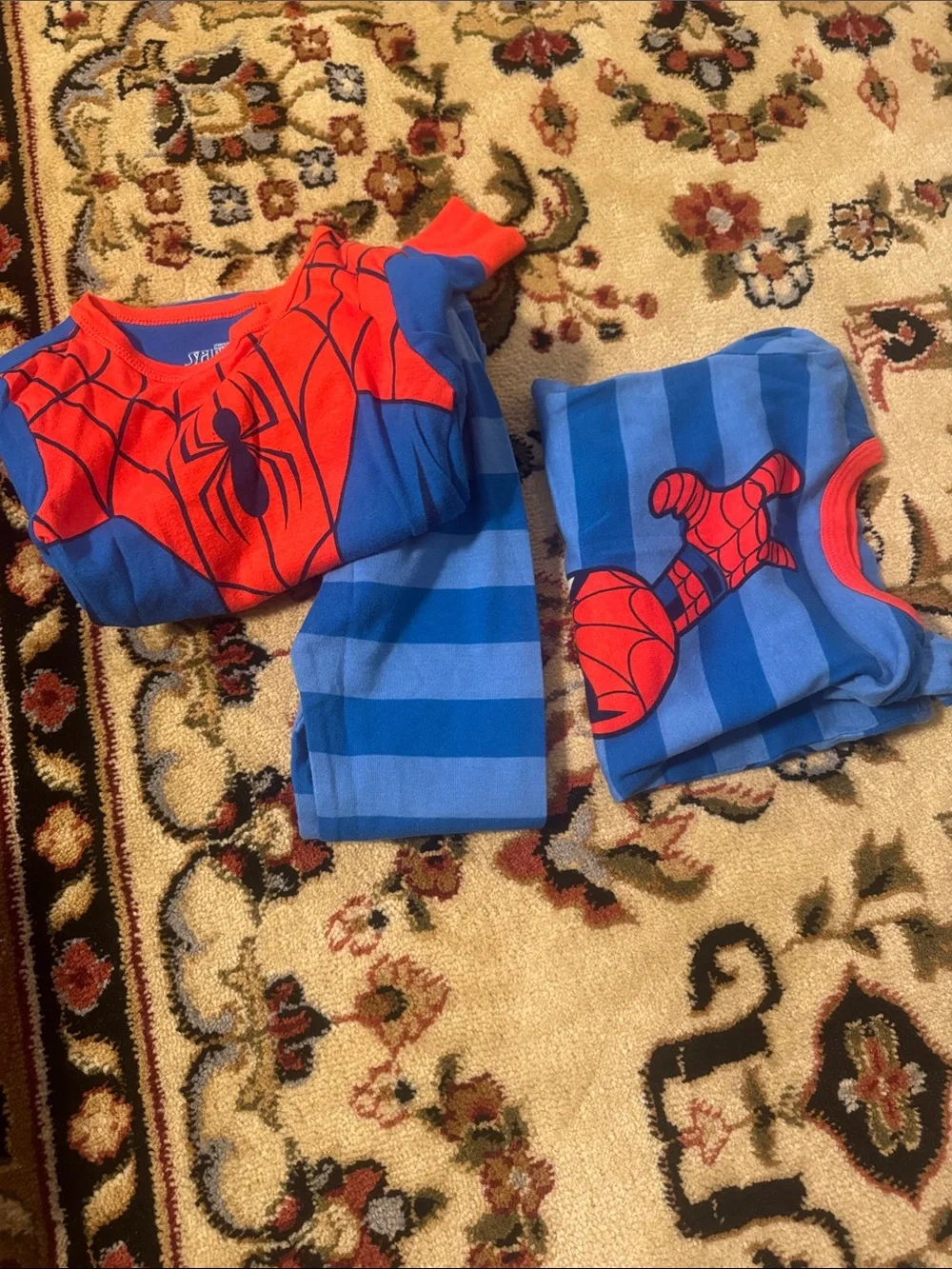 Blue & Red Spider-Themed Kids Pajama Set